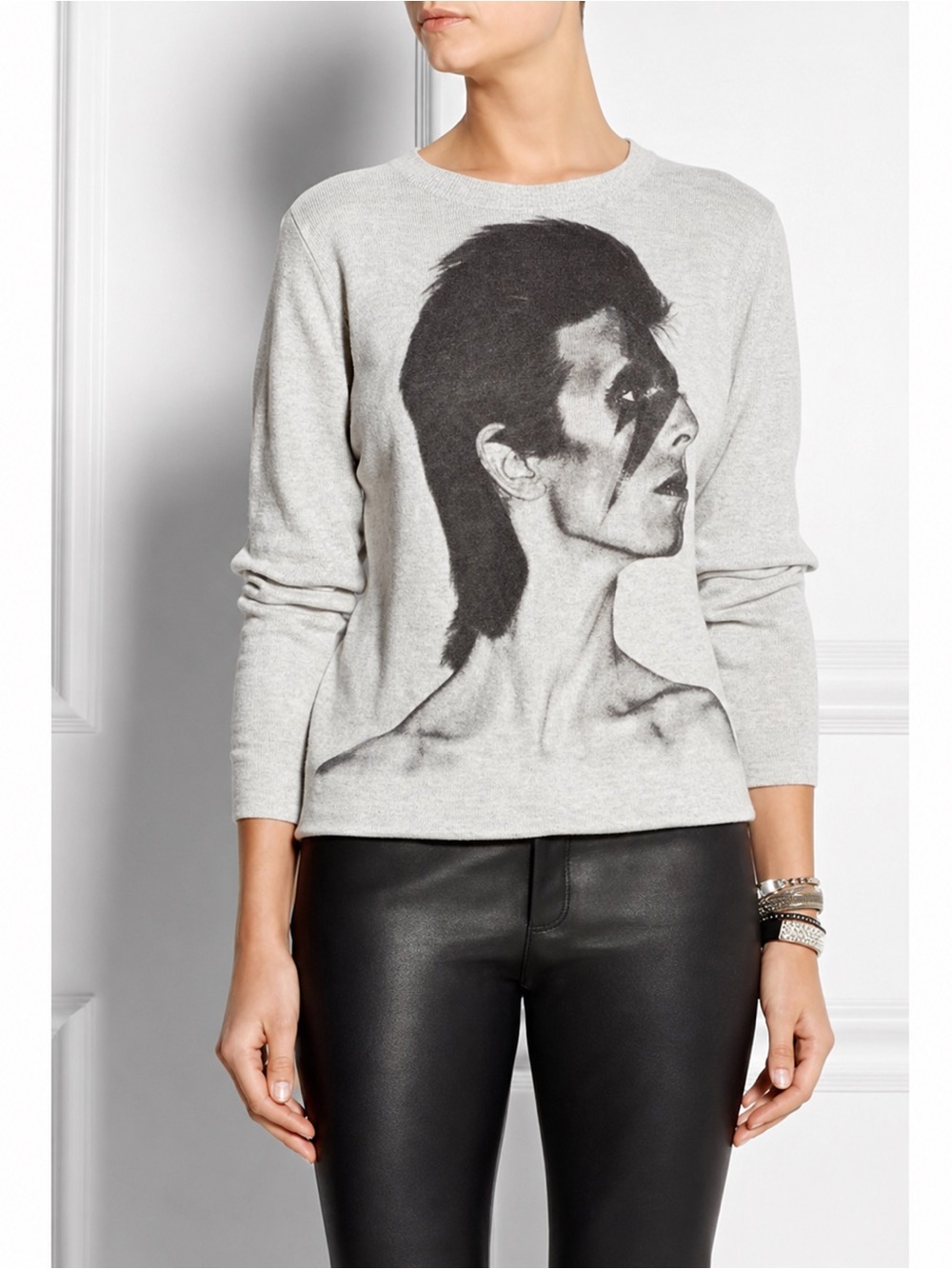 Maje David Bowie Print Cotton Jersey Sweatshirt S